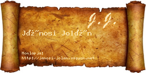 Jánosi Jolán névjegykártya