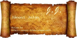 Jánosi Jolán névjegykártya